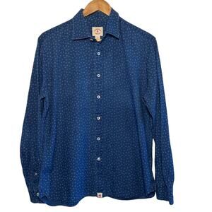 Brooks Brothers Red Fleece Blue White Snow Flake Print Button Down Shirt Large